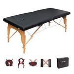 GreenLife® Easy Sports™ 24 Inches Width Height Adjustable Portable 2 Fold Massage Reiki Facial Table Bed with Free Carrying Bag & Head Rest & Arm Rests (with Carrying Bag Black)