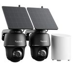 Reolink 2x Argus PT 5MP Solar Security Camera Outdoor + Hub Mini, 360° Pan Tilt, Colour Night Vision, Dual Band WiFi, Local Recording, No Subcription, AI Motion Detection for Home Security