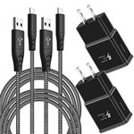 Adaptive Fast Charging Wall Charger and 6.6FT USB Type C Charger Braided Cord for Samsung Galaxy S22 S21 Ultra S21 FE S10 S9 S8 S20 Plus Z Fold 3 A53 A80 A71, Note 20 10 9 8, Pixel 4/3XL(2 Pack Black)