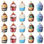 DanLingJewelry 40Pcs 5 Colors Dessert Theme Enamel Cupcake Charms Sweet Food Cupcake Dangle Charms Bulk for Jewelry Making