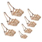 HUI JIN Plastic Basket Muzzle Adjustable Dog Muzzle for Small Medium Large Dogs,Light Khaki,Pack of 7