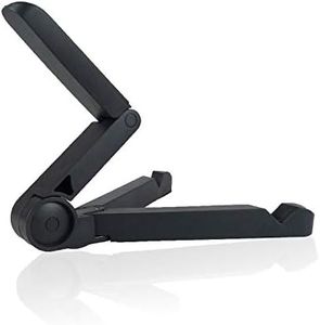 Tablet Stand Adjustable Holder, Portable Fold-Up Phone Holder for Desk, Foldable Universal Size Compatible with Phones, iPad, Mini, Galaxy Tab and Other Tablet PCs(4-13”)-Black (Black)