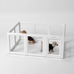 LoveTail Dog Fence Pet Playpen, Clear Dog Playpen, Easy to Install and Remove Dog Playpen and Kennel Playpen, Suitable for Dogs, Cats, Rabbits, Indoor pet playpen with Transparent Panels（10 Panel）