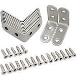 HSEAMALL 10 Pcs 40X40mm Stainless Steel Bracket Corner Brace,90 Degree Right Angle Brackets Plates with 40pcs Screws