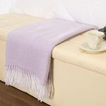 Gealaek Decorative Diamond Lattice Faux Cashmere Throw Blanket Pink Lavender Fringe Lightweight Fuzzy Soft Cozy Throws for Sofa Bed Farmhouse Throw Blanket 50" x 60"