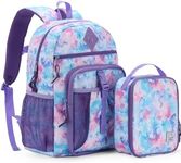 Kids Backpack Lunch Bag Set,Vaschy Girls 2-1 School Bookbag Insulated Lunch Box for Toddlers,Preschool,Daycare,Kindergarten,Elementary School Multi-Color