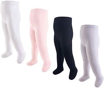 Hudson Baby girls Cotton Rich Tights, Light Pink Black Cableknit, 0-9 Months