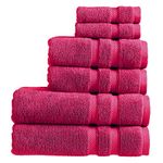 Christy Chroma Pink Towel Set | Set of 6 | 2 Bath 2 Hand 2 Face | Highly Absorbent Heavyweight 675GSM | Bold and Bright | Soft Smooth Bathroom Shower Towels | 100% Cotton | Sustainably Made | Orchid