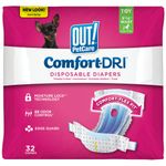 OUT! Pet Care Disposable Female Dog Diapers | Absorbent with Leak Proof Fit | Toy, 32 Count