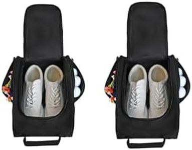 Goloni 2 Pcs Golf Shoe Bag for Men & Women, Padded Travel Shoe Bag with Side Accessory Pockets,Sport Shoe Carrier for Golf Shoes,Socks,Tees & Balls,Durable & Lightweight Design(Black)
