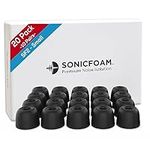 SONICFOAM Memory Foam Earbud Tips - Premium Noise Isolation, Replacement Foam Earphone Tips, 20 Pack for in Ear Headphone Earbuds (SF2 Small, Black)