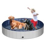 Petace Foldable Dog Pool, Portable Hard Plastic Pet Bath Pool for Dogs, Collapsible Dog Swimming Pool, Puppy Kiddie Wading Pool for Indoor and Outdoor, 63 x 12 inches