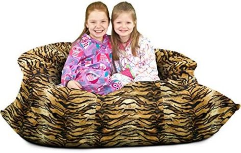 ULTIMATE SACK Bean Bag Floor Pillow, Oversize Pillow, Comfy Chair Couch Lounge Sofa Loveseat Furniture | Tiger Print Fur