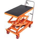 VEVOR Hydraulic Lift Table Cart, 1760lbs Capacity 59" Lifting Height, Manual Double Scissor Lift Table with 4 Wheels and Non-slip Pad, Hydraulic Scissor Cart for Material Handling and Transportation