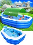 StarOcean Inflatable Pool with Canopy,2024 Large Inflatable Swimming Pool for Kids,Adult,BlowUp Pool With Seats,Backrest.Durable Thickened 125"x75"x25"Inflatable Family Pool for Backyard,Outdoor-Green