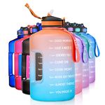 ETDW 2.2Litre Big Water Bottle with Straw BPA Free, Huge Drinking Bottle with Time Marker, 2L Leakproof Sports Water Bottle with Handle for Fitness Camping Yoga Weight Loss ORANGE GREEN