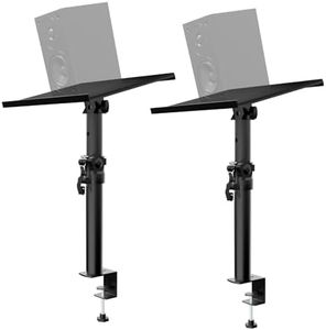 Studio Monitor Stands Pair Height and Tilt Adjustable,Desktop Speaker Stands with Padding&Desk Clamp,Heavy Duty Bookshelf Speaker Stands Weight Capacity:33lbs/pc