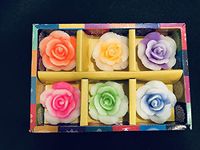 Illume Lamp and Candles 12 Pieces Beautiful Rose Flower Wax Floating Candles in Water Flower Shaped Diyas/Candles for Home Decor, Diwali Gift, New Year Gifts Multicolour Flowers Shape Wax Candles