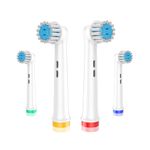 Whuppsi Replacement Toothbrush Heads Compatible with Oral-B Electric Toothbrushes, 4PCS, Extra Soft Bristles for Sensitive Gums, Round Head Fit for Braun Handle 3756 3757 3765 3744 3709 3762 4739