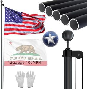 NELXINJO Heavy Duty 25FT Flag Pole -12 Gauge Extra Thick Aluminum Flagpole kit for Outside House,Black