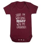 Flox Creative Baby Vest Watching Rugby with Grandad Maroon Newborn