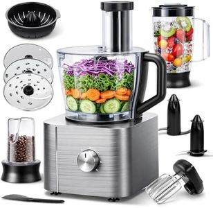Food Processor, TopStrong 11-in-1 food processor and blender with Chopping Blending Kneading Grinding Whisking Juicing, 1100W, 3 Speeds Plus Pulse, 3.2 L Bowl and 1.5L Jug Blender, Color Silver