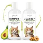 Petroyale 2-in-1 Shampoo + Conditioner for Cats - Anti-Tick & Flea - Dandruff Control - Itch Relief - Cat Shampoo with Avocado, Walnut & Aloe Vera for Healthy Skin & Coat - Pack of 2