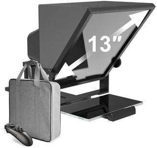 13" HD Wide-Angle Teleprompter with Remote Control, Adjustable Height & 50°–90° Viewing Angle, Beam Splitter Glass, Compatible with DSLR Cameras, Phones & Tablets, for Video Recording & Live Streaming