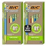 BIC Ecolutions Mechanical Pencils with Erasers, With Colorful Barrel, Medium Point (0.7mm), 48-Count Pack, Mechanical Pencils Made from 81% Recycled Plastic Excluding Leads and Erasers