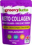 Keto Collagen by Groovy Keto | Bovine Collagen Peptides Powder + MCT C8 Powder | Hydrolysed Collagen & MCT C8 Oil | Sugar Free | Keto Friendly | Collagen Supplements | Unflavoured