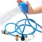 PUNZONE Soft Silicone Pet Shower Sprayer Brush Cleaning Supplies 3 in 1 Puppy Dog Bathing Tool with 2 Hose Faucet Adapter, Adjustable Bath Glove, Massage and Remove Hair