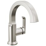 Delta Faucet Tetra Brushed Nickel Single Hole Bathroom Faucet, Single Handle Bathroom Faucet, Bathroom Sink Faucet, Diamond Seal Technology, Metal Drain Assembly, Lumicoat Stainless 588SH-SS-PR-DST