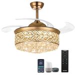 oltao Tiara Smart Chandelier Fan with BLDC Motor, Dimmable 3 Colour LED, Alexa/Google Home Compatible