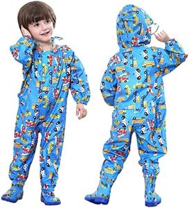JiAmy Kids Baby One Piece Rain Suit with Hood Waterproof Coverall Outdoors 3-5 Years