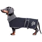 Dog Winter Coat Thermal Quilted Dachshund Coat,with warm flannel Lining,Geyecete waterproof Outdoor Dog Apparel with Adjustable Bands for Small,Medium,Large Dog-Navy-M