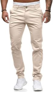 ALLABREVE Men's Chinos Casual Dress Pants Slim Fit Skinny Stretch Flat-Front Lightweight Comfort Slacks (Beige,38W*32L)