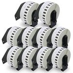 BETCKEY - Compatible Continuous Labels Replacement for Brother DK-2214 (0.47 in x 100 ft), Use with Brother QL Label Printers [10 Rolls]