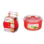 Sistema Microwave Egg Cooker Easy Eggs | Egg Poacher with Steam Release Vent | 270 ml | BPA-Free | Red & Microwave Round Bowl | Microwave Food Container | 915 ml | BPA-Free | Red/Clear