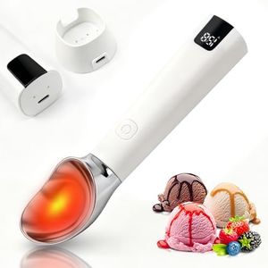 Heated Ice Cream Scoop Rechargeable with LED Display & Waterproof, Electric Ice Cream Scoop for Hard Ice Cream, 90s to Heats 158°F for Dessert Shops, Homes Kitchen Gadgets