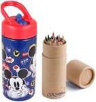 OM SUPPLIES Mickey Reusable Sipper Water Bottle Drink Bottle with built-in handle for Easy Carry School Lunch Kids Childrens 410ml (Mickey)