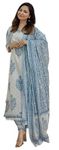 Arayna Women's Cotton Printed Floral Straight Kurta with Palazzo Pants and Printed Dupatta Set, Light Blue, 3X-Large