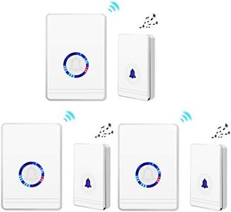 GREENCYCLE 3 Set Wireless Doorbell Door Open Chime, 1312ft Long Range, Adjustable Volume 48 Chimes with LED Flash Door Chime, IP 66 Waterproof Doorbell Button for Home Classroom Office Business