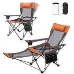 BiAnYC Outdoor Chair, Camping Chair, Reclining, Folding Camping Chair, 4 Levels Adjustable Backrest, 330.7 lbs (150 kg), Load Capacity, Super Easy to Carry, Pillow/Cup Holder/Storage Bag, Durable,