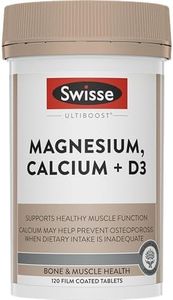 Swisse Ultiboost Magnesium, Calcium + Vitamin D - Supports Healthy Muscle Function - 120 Tablets