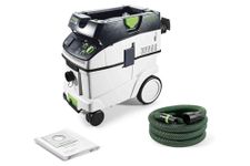 Festool Vacuum Cleaner CTM 36 E Cleantec with Main Filter, SelfClean Filter Bag, Suction Hose Smooth Diameter 27/32 x 3.5 m, Sealing Lid for Intake Manifold