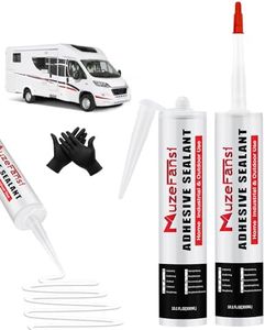 MuzeFansi RV Roof Sealant, 2 Packs Non-Leveling Lap Sealant for RV Roofs - Non-Sag Silicone Caulk Waterproof Flexible Sealants for Campers Exterior Repairs, Trailers, Windows, Vents, White
