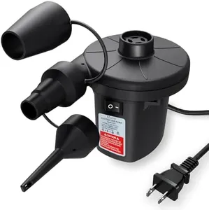 Quick-Fill Electric Air Pump with 3 Nozzles, Portable Inflator/Deflator for Inflatables Air Mattress Bed Couch Pool Floats Toys Swimming Ring Raft AC 110-120V, Black