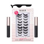 CALAILIS Magnetic False Eyelash and Magnetic Eyeliner Kit, Eye Makeup Waterproof Liquid Eye Liner, 3D Faux Mink Eye Lashes Natural Reusable Lashes 10 Pairs, Free Applicator(CY04)