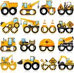 32 Pcs Construction Theme Party Eyeglasses Dump Truck Party Cardboard Glasses Engineering Excavator Photo Booth Props for Construction Party Boy Kids Transportation Birthday Party Supplies Favor