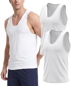 Qruiy Men's Modal Tank Tops Ultra-soft Sleeveless Undershirt 2-Pack | Soft modal cotton spandex tank, moisture-wicking wrinkle-resistant, scoop neck, pre-shrunk fade-free slim layering undershirt